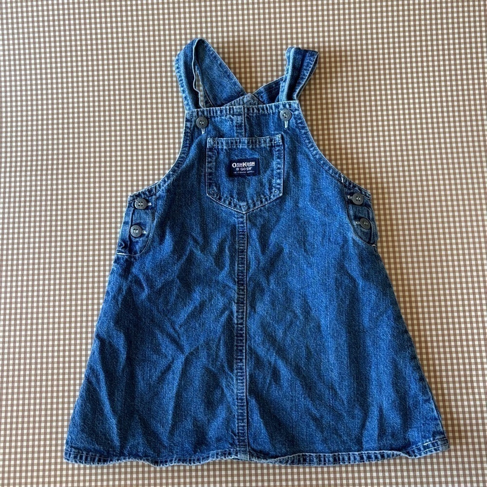 Vintage OshKosh Toddler denim overalls style‎ jumper dress. Size 4